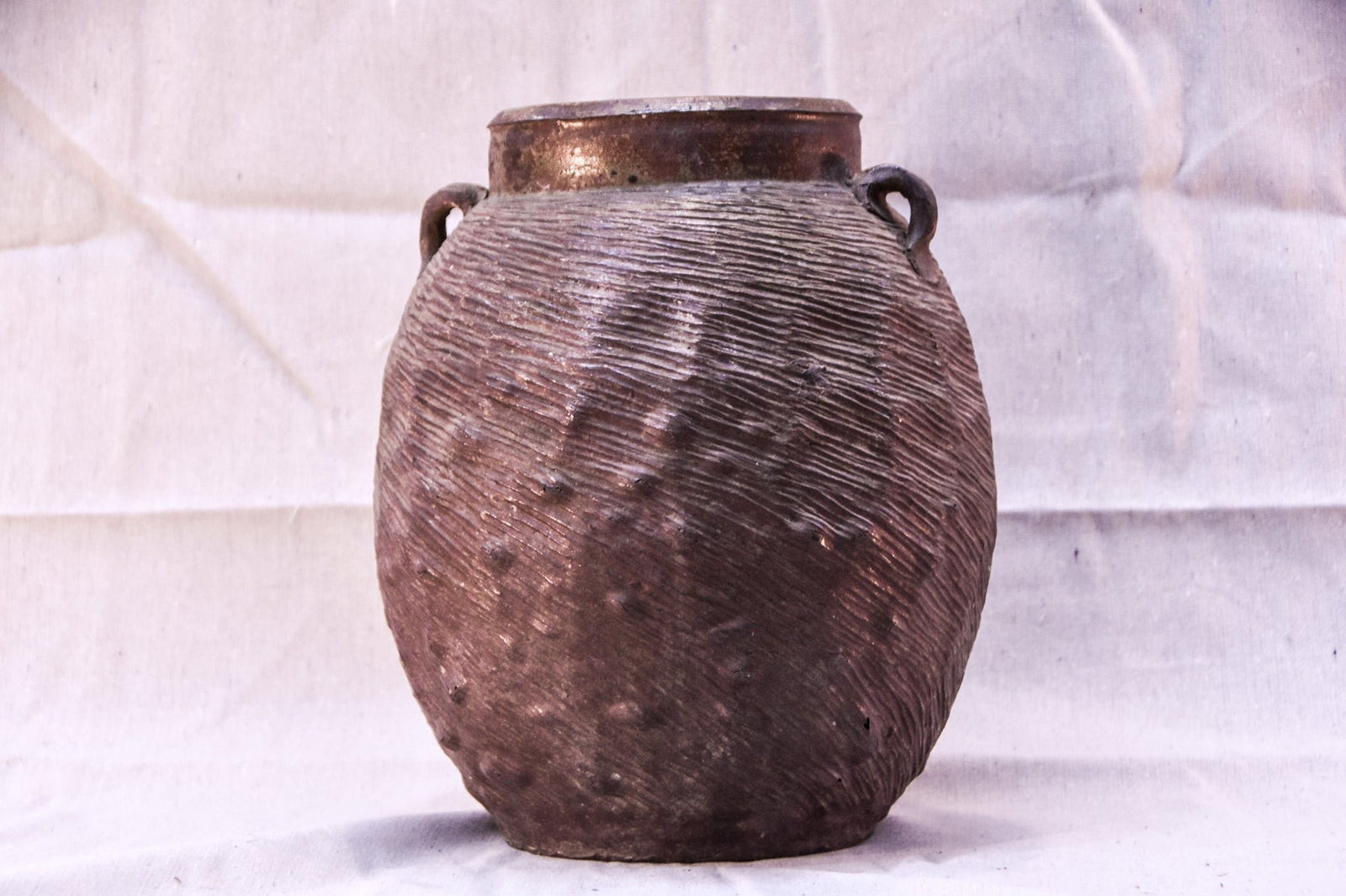 Antique Water Jar - Earth Tones with Chiseled Texture