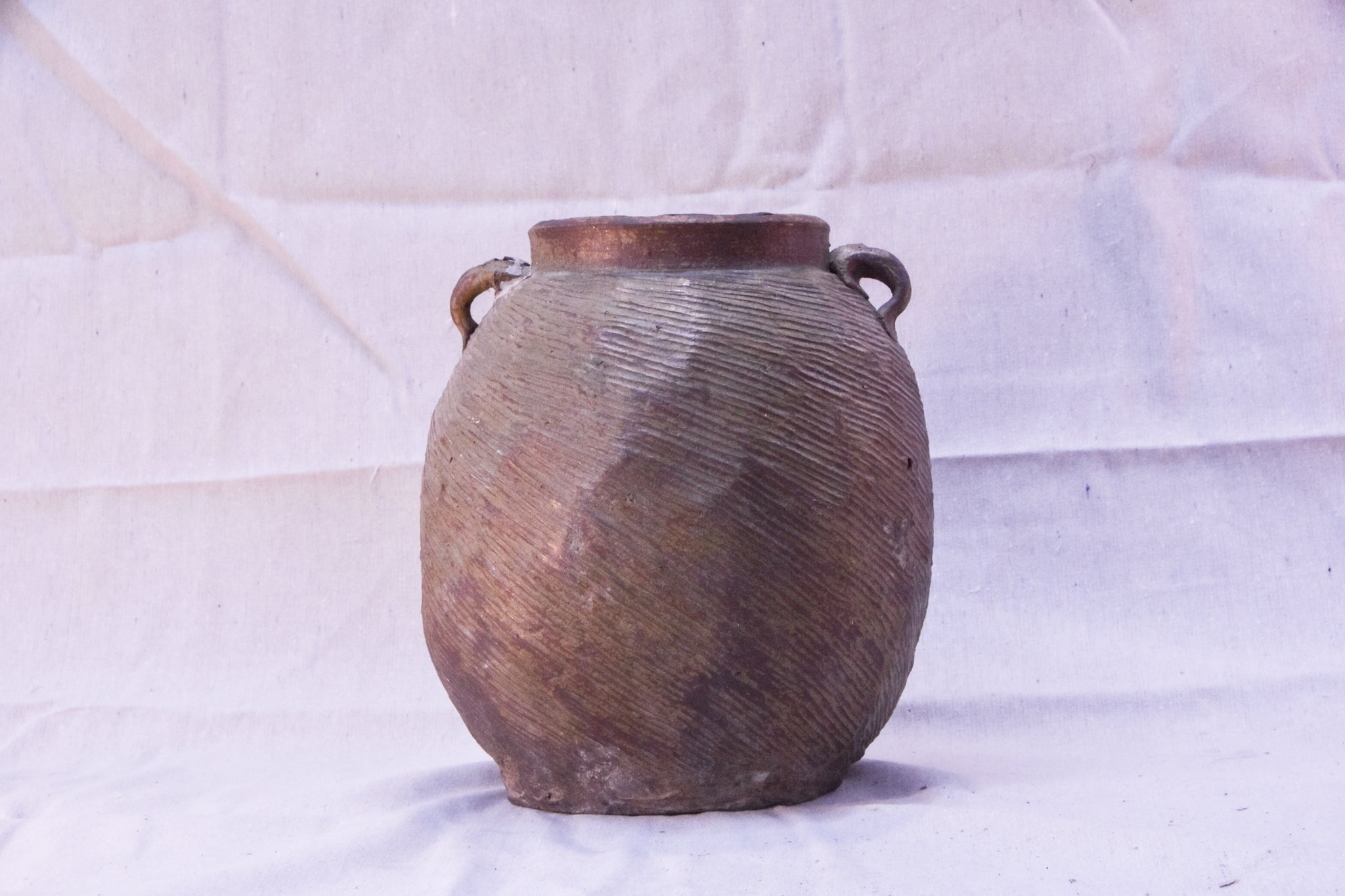 Antique Water Jar - Earth Tones with Chiseled Texture