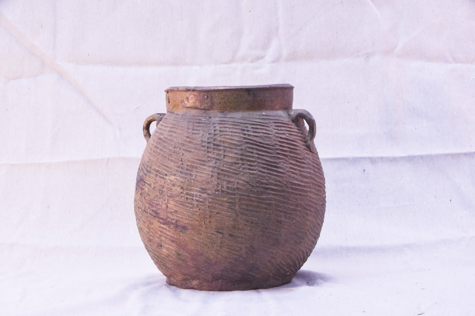 Antique Water Jar - Earth Tones with Chiseled Texture