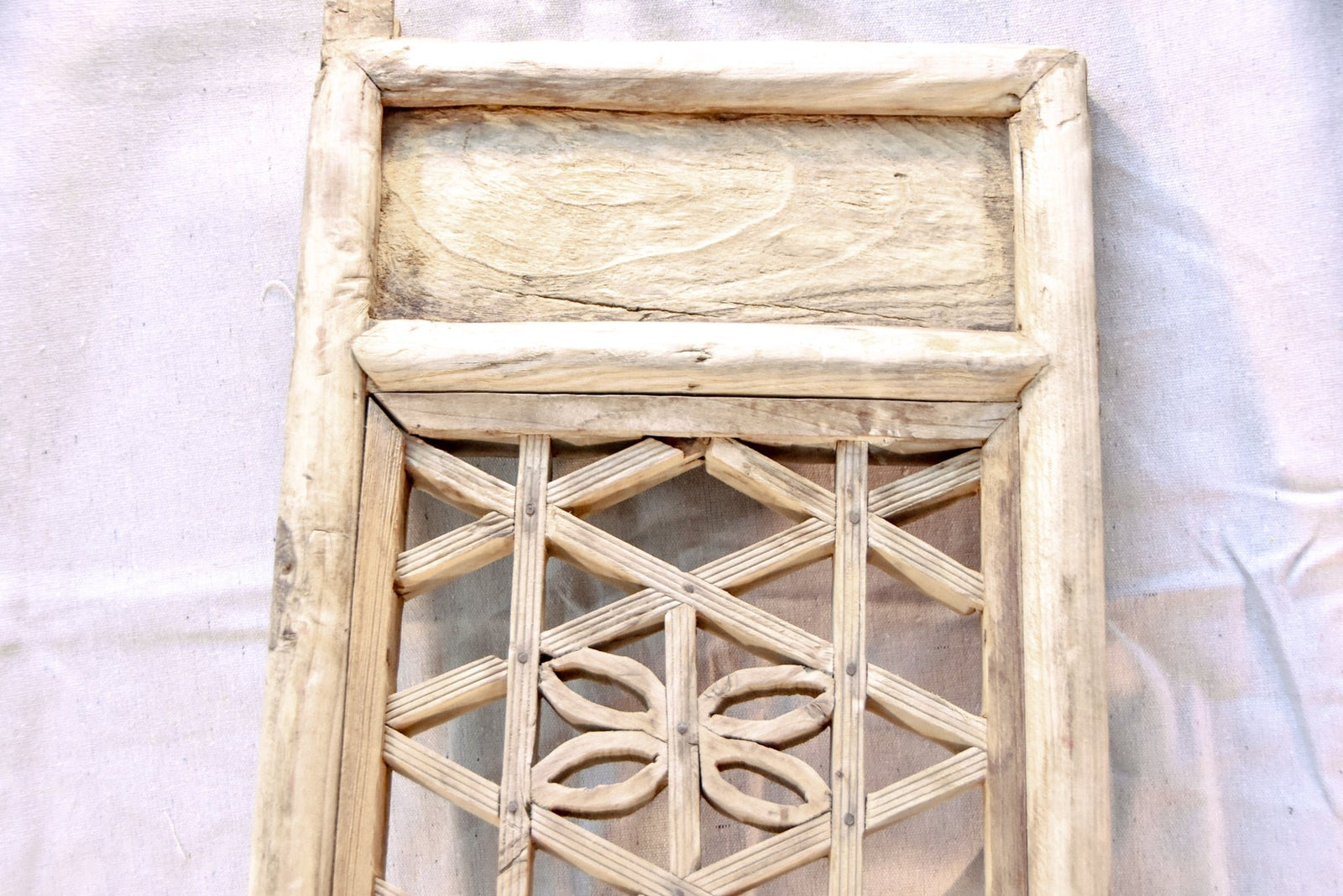 Antique Asian Wooden Lattice Window - Natural