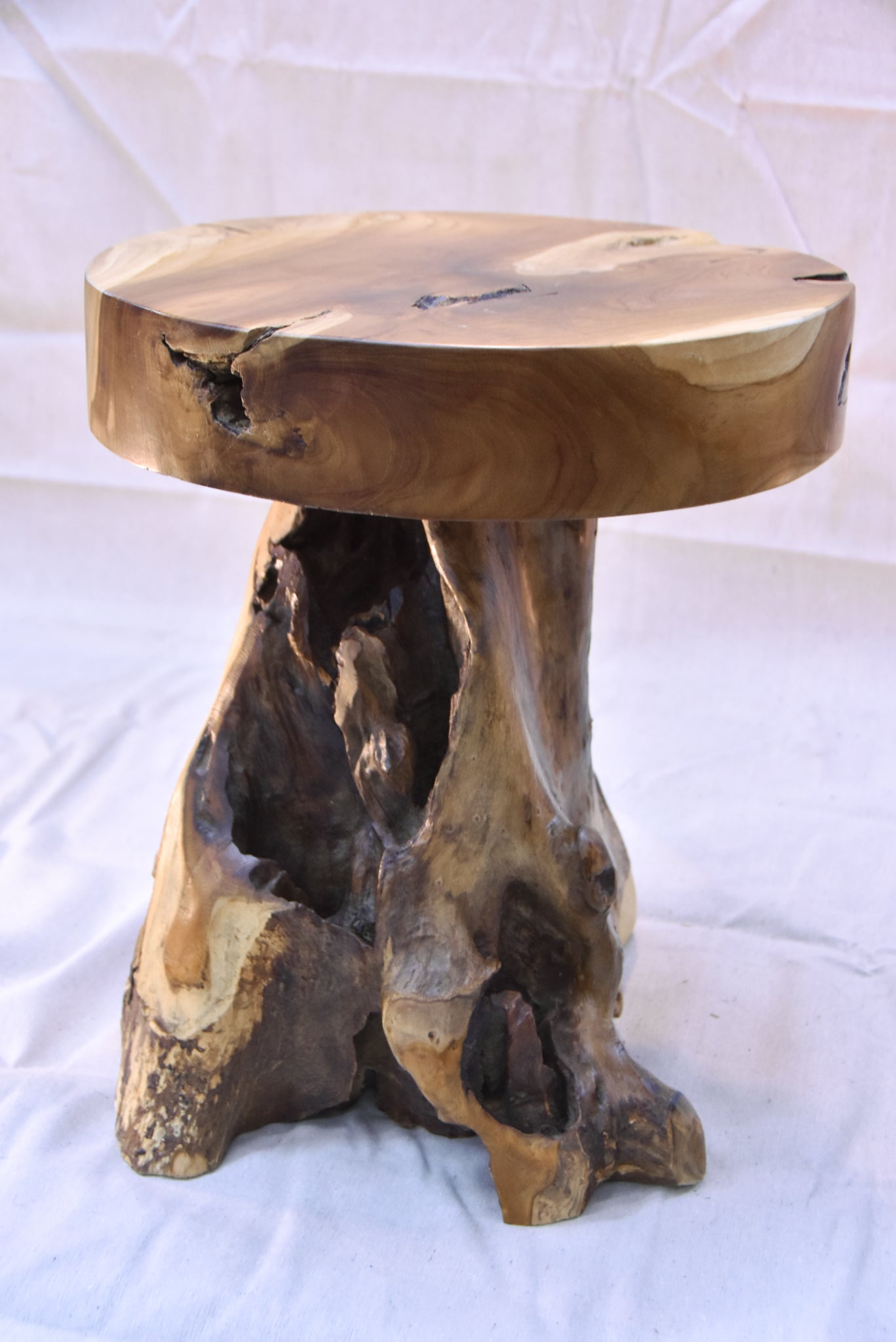 Kristofer Round Top Teakroot Accent Table