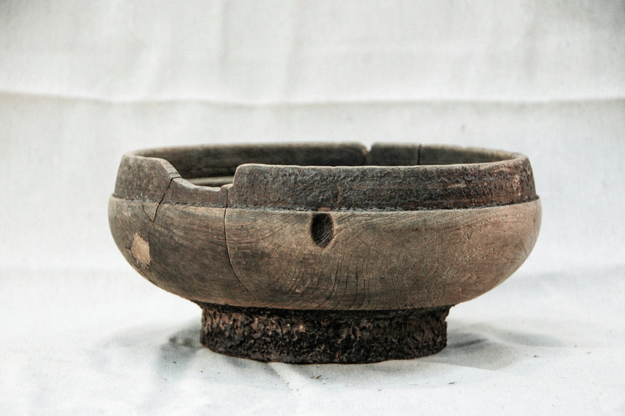 Antique Hand Crafted Wooden Kneading Bowl (M)