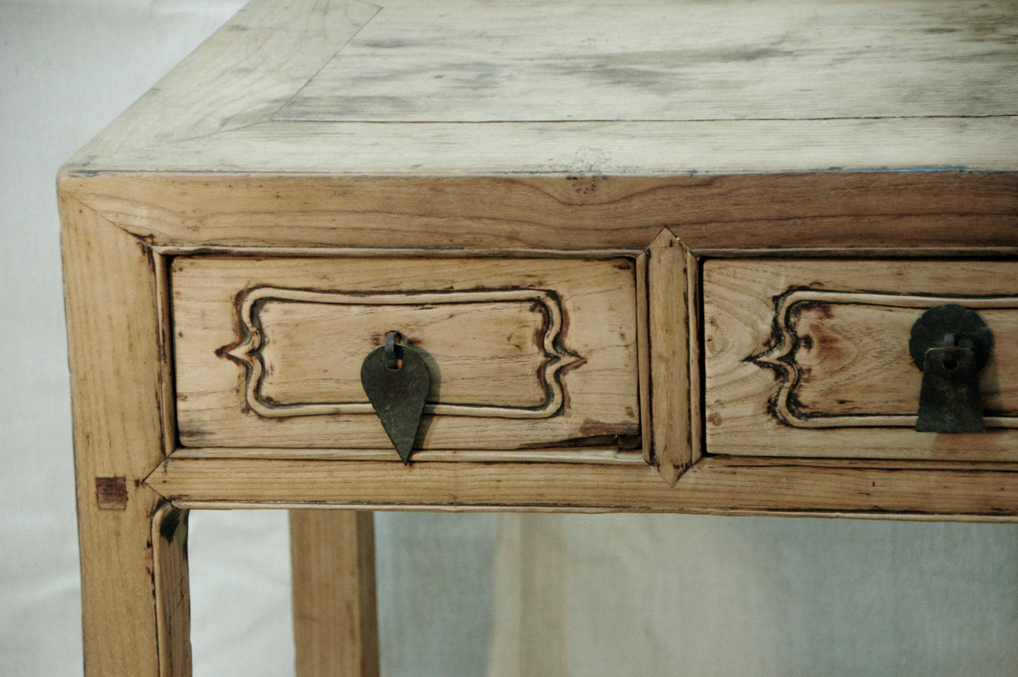 Antique Three Drawer Side Table or Vanity - Original Hardware