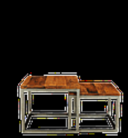 Dunes Reclaimed Wood Nesting Coffee Tables - crome with natural finish