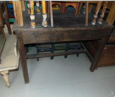 Antique table with storage, converted to cocktail table