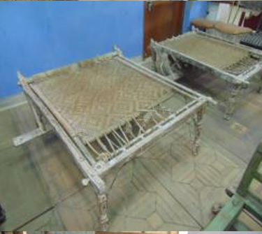 Antique day bed with original woven rope top