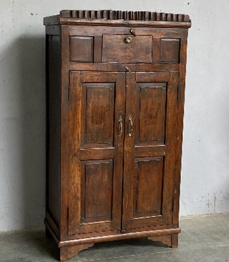 Antique Almirah with great architectural details  in dark walnut finish