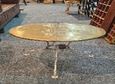 Vintage brass round coffee table with iron base