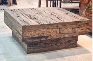 reclaimed sleeper wood coffee table - square